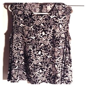 Old Navy Black/White Woodland Print Sleeveless Top